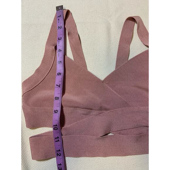 Women's BCBGMAXAZRIA Deep V-Neck Cut Out Bandage Bralette Crop Top Pink Size XS - Picture 7 of 9